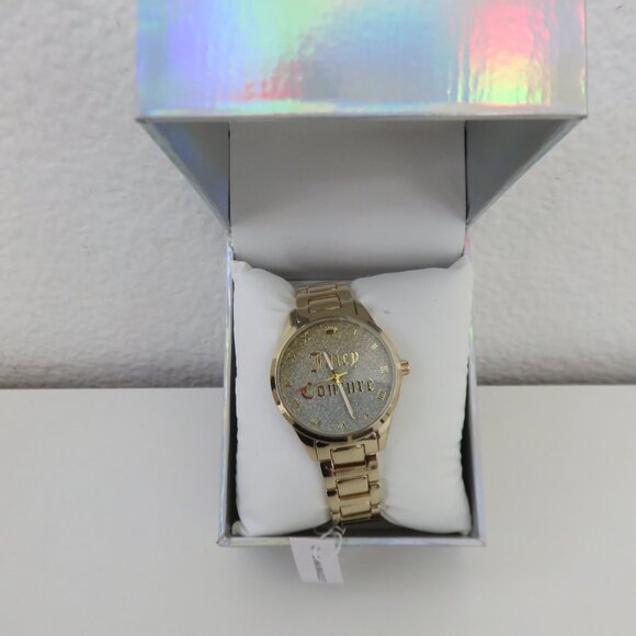 (077) Juicy Couture Rainbow Glitter Gold/Silver Watch